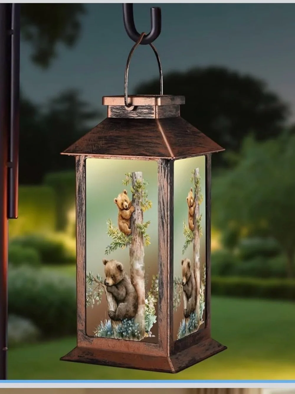 Rustic Copper Bear Solar Lantern - Home Accents